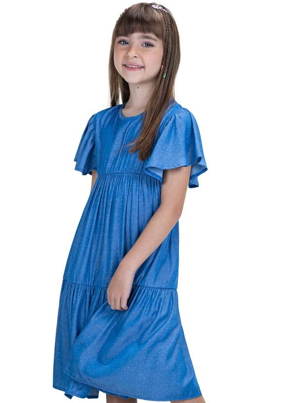 Trick Nick - Vestido Midi Liocel com Glitter Azul