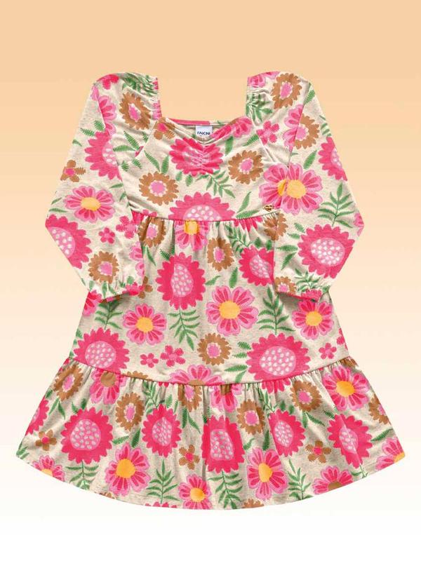 Fakini Kids - Vestido Midi Manga Longa Rosa 1