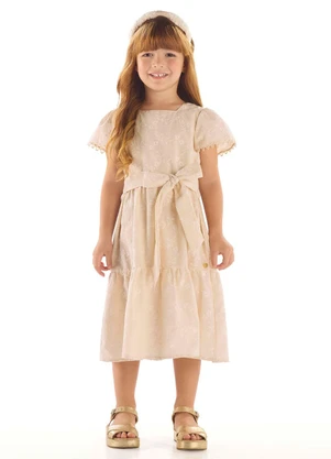 Vestido Midi Manga Sino Up Baby Branco - UP BABY