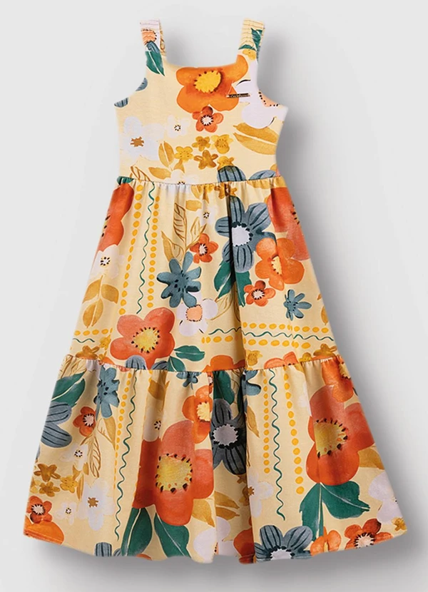 Carinhoso - Vestido Mídi Marias Floral Amarelo