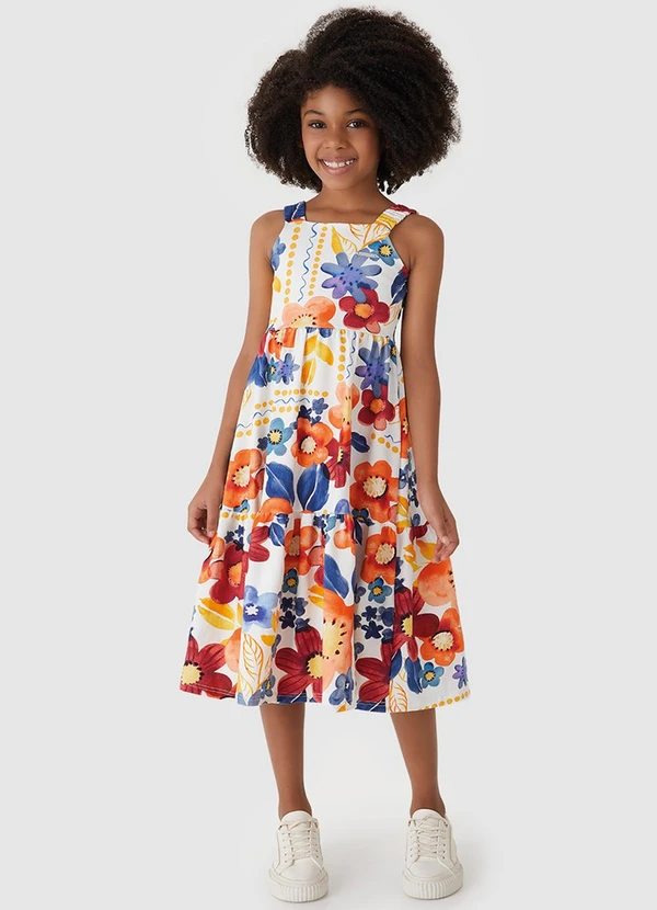 Carinhoso - Vestido Mídi Marias Floral Azul