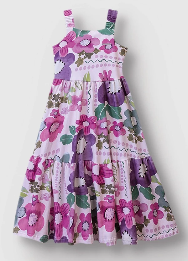 Carinhoso - Vestido Mídi Marias Floral Lilás