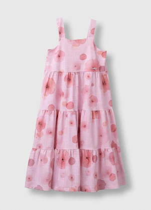 Carinhoso - Vestido Mídi Marias Floral Rosa - CARINHOSO