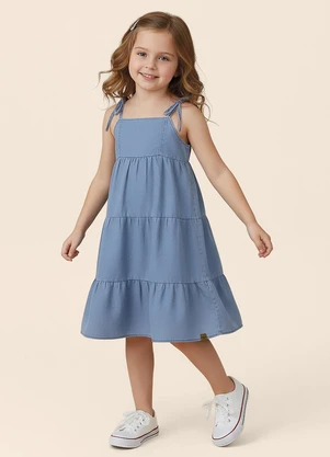 Malwee Kids - Vestido Mídi Marias Jeans Azul - MALWEE KIDS