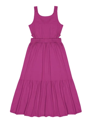 Alakazoo - Vestido Midi Menina com Abertura Lateral Rosa - ALAKAZOO