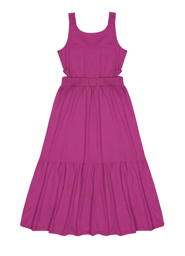 Alakazoo - Vestido Midi Menina com Abertura Lateral Rosa