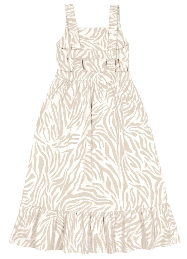 Alakazoo - Vestido Midi Menina com Estampa Zebra Bege 3