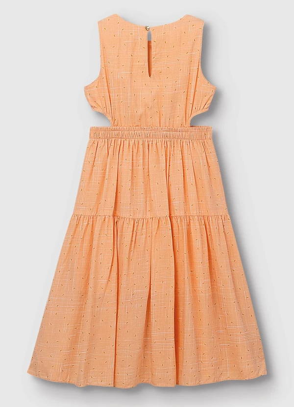 Carinhoso - Vestido Mídi Poá Metalizado Laranja Pastel 3