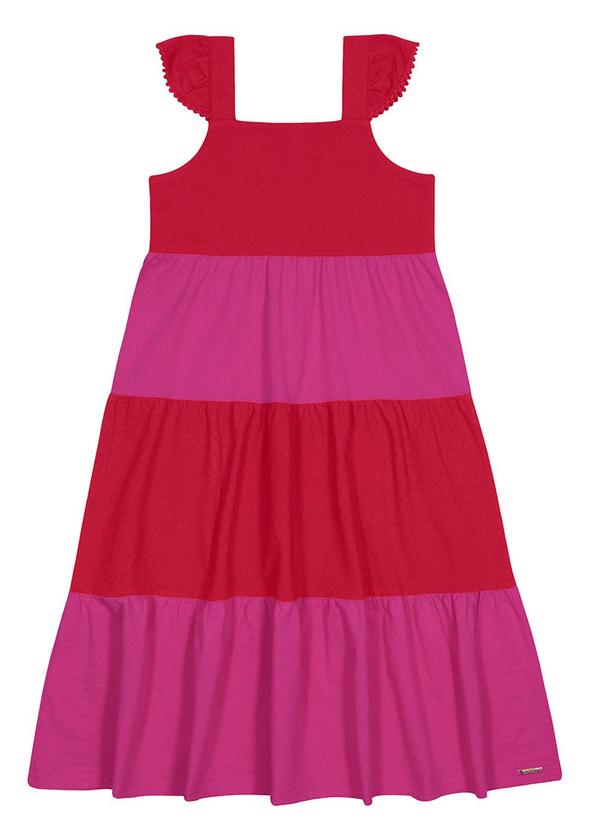 Alakazoo - Vestido Midi Texturizado com Babados Vermelho 2