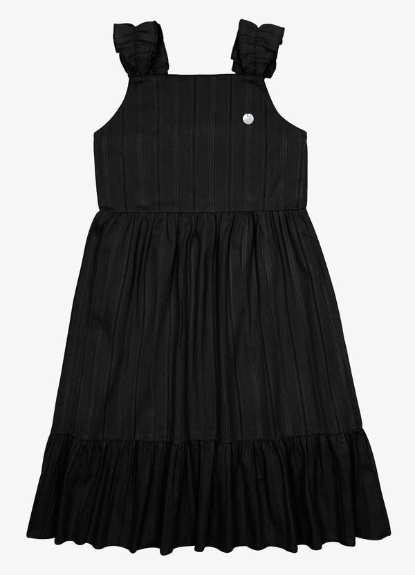 Trick Nick - Vestido Midi Tricoline Maquinetada Preto