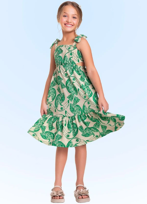 Fakini Kids - Vestido Midi Verde