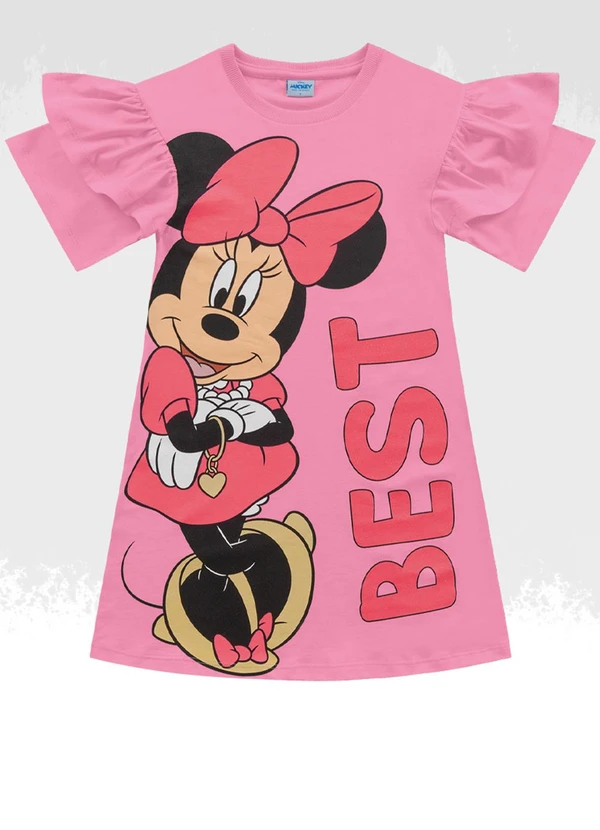 Vestido Minnie Mouse Rosa Fakini Kids