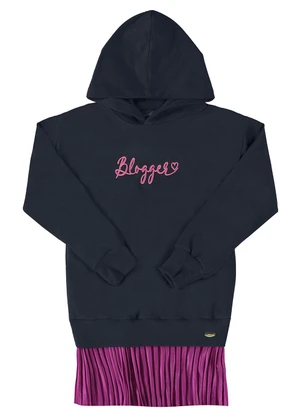 Milli e Nina - Vestido Molecotton e Malha Cirrê Blogger Preto - MILLI E NINA