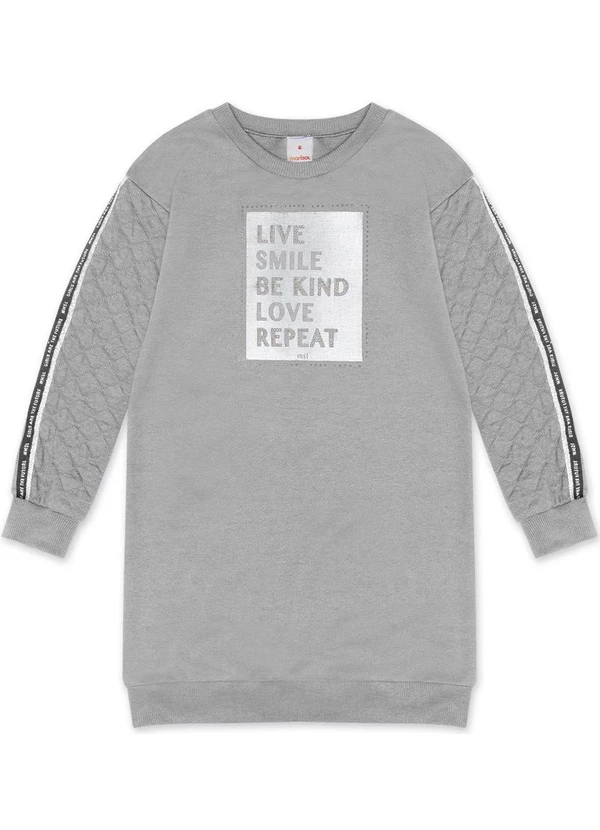 Marisol - Vestido Moletom Infantil Feminino Cinza 1