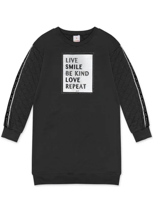 Marisol - Vestido Moletom Infantil Feminino Preto - MARISOL