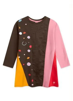 Lilica Ripilica - Vestido Moletom Manga Longa Infantil Marrom - LILICA RIPILICA