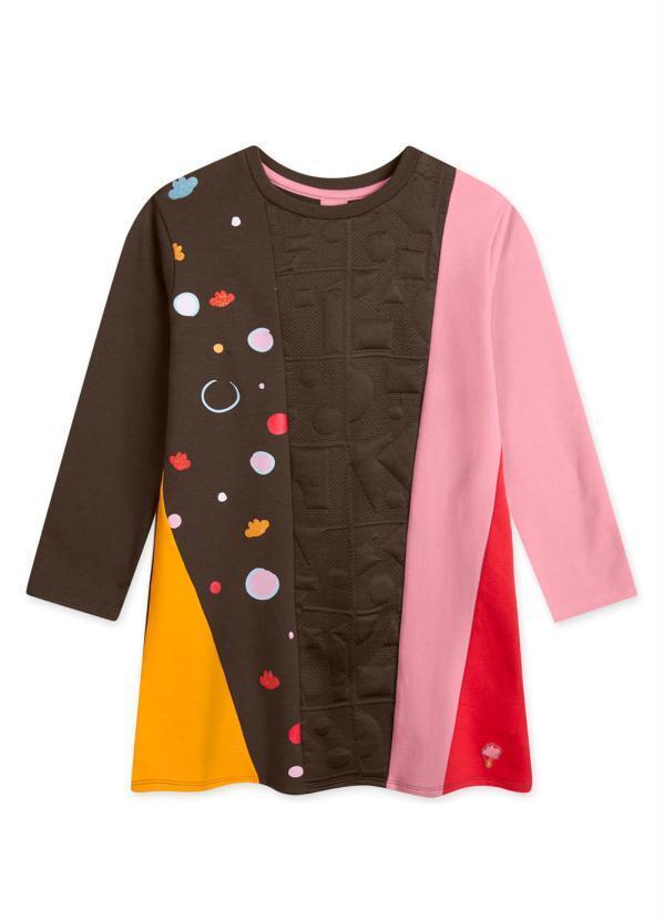 Lilica Ripilica - Vestido Moletom Manga Longa Infantil Marrom