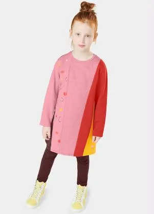 Lilica Ripilica - Vestido Moletom Manga Longa Infantil Rosa - LILICA RIPILICA