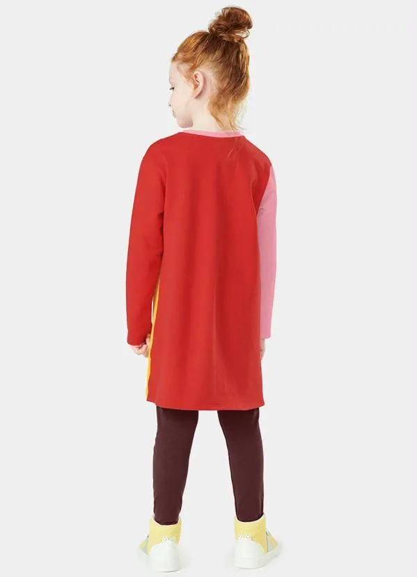 Lilica Ripilica - Vestido Moletom Manga Longa Infantil Rosa 2