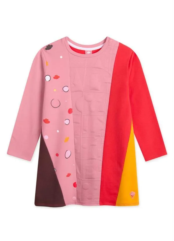 Lilica Ripilica - Vestido Moletom Manga Longa Infantil Rosa 3