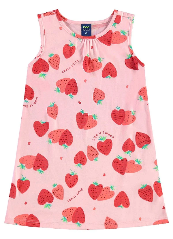 Bee Loop - Vestido Morangos Infantil Rosa 2