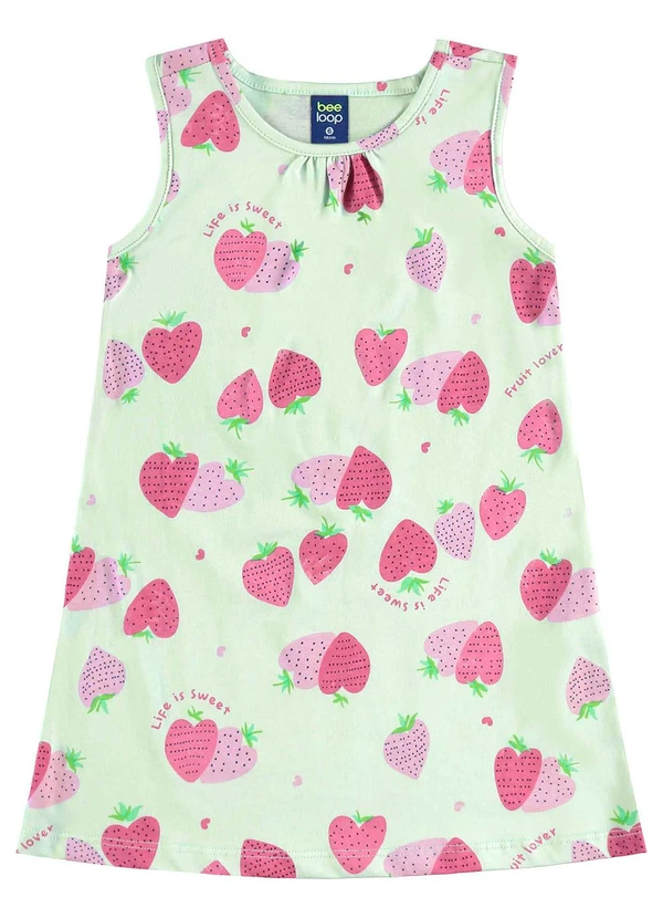 Bee Loop - Vestido Morangos Infantil Verde