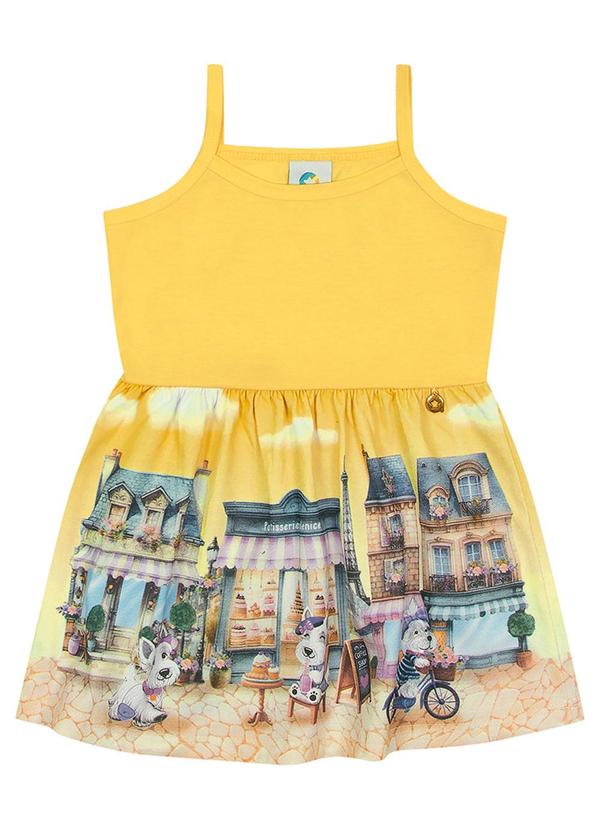 Alenice - Vestido Mundo Parisiense Meninas Amarelo