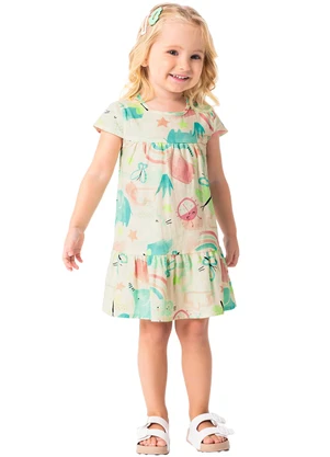Malwee Kids - Vestido Off White Amplo Ilustrações - MALWEE KIDS