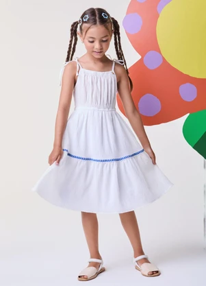 Bimbi - Vestido Off White Anarrugado Off White - BIMBI