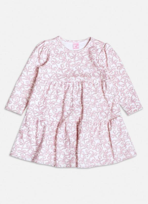 Momi - Vestido Off White com Lacinhos Rosa