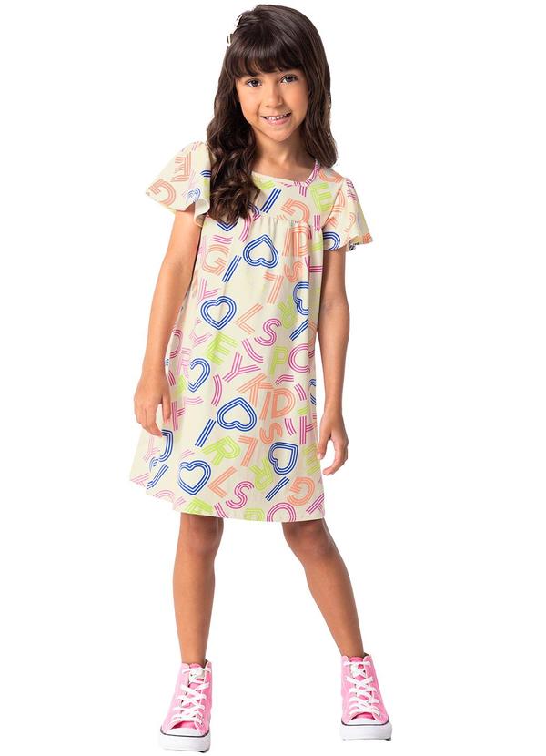 Malwee Kids - Vestido Off White Evasê Corações Menina