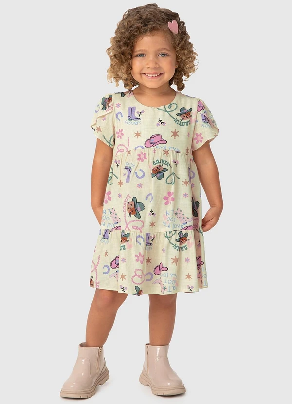 Malwee Kids - Vestido Off White Evasê Country Menina