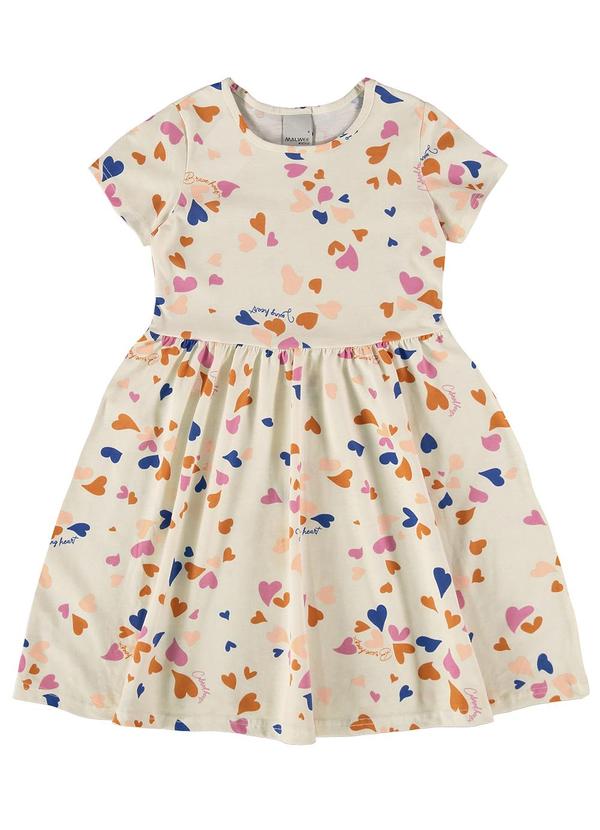 Malwee Kids - Vestido Off White Godê Corações