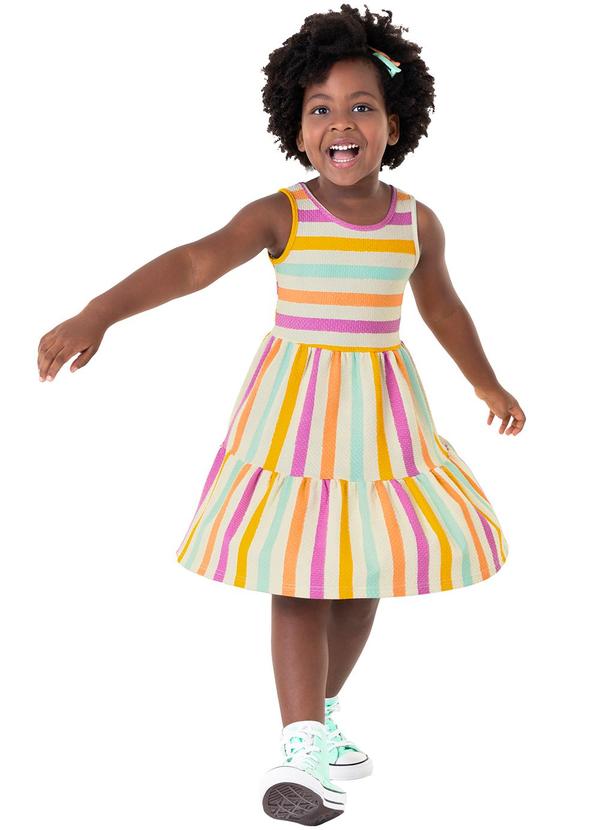 Malwee Kids - Vestido Off White Marias Listrado