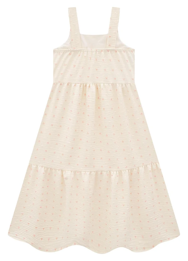 Carinhoso - Vestido Off White Midi Evasê Corações 2