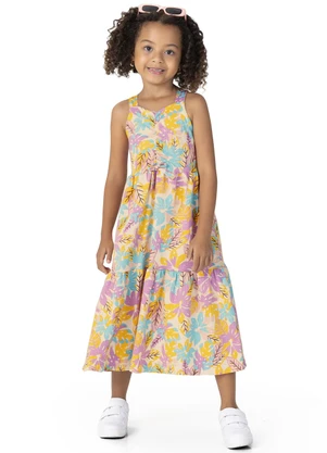 Malwee Kids - Vestido Off White Midi Tropical - MALWEE KIDS