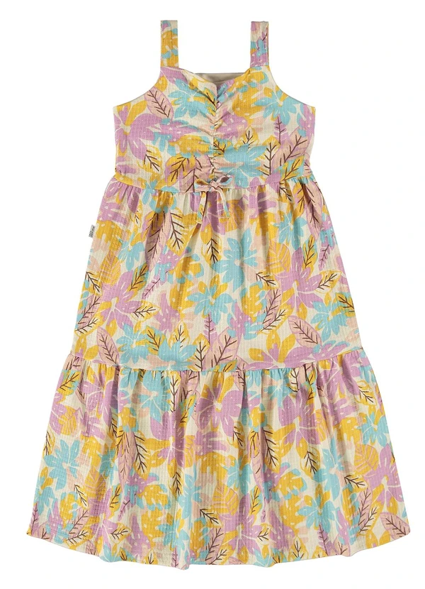 Malwee Kids - Vestido Off White Midi Tropical 2