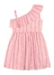 Outlet - Vestido Ombro Único Listrado Menina Preto - variação: Rosa