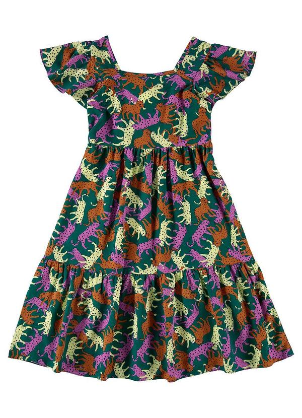 Malwee Kids - Vestido Onças Midi Marias Verde