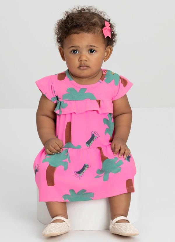 Up Baby - Vestido para Bebê com Babados Up Baby Rosa