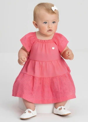 Vestido para Bebê com Recortes Up Baby Rosa - UP BABY