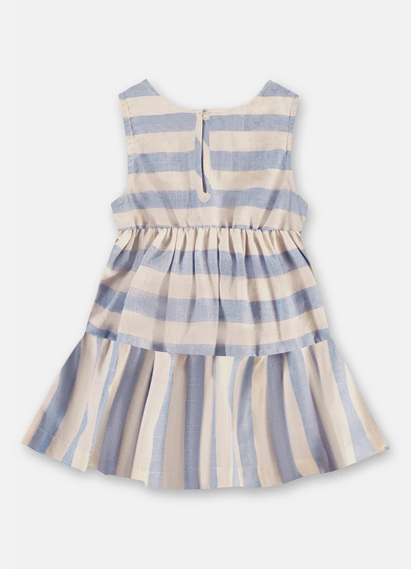 Up Baby - Vestido para Bebê em Algodão Listrado Azul 3