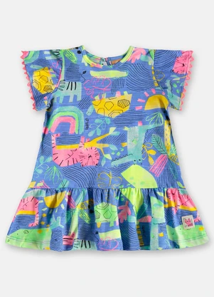 Up Baby - Vestido para Bebê em Algodão Azul - UP BABY