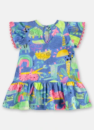 Up Baby - Vestido para Bebê em Algodão Azul - UP BABY