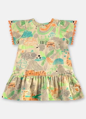 Up Baby - Vestido para Bebê em Algodão Bege - UP BABY