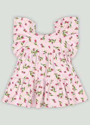 Vestido para Bebê em Cotton com Flores Quimby Rosa - QUIMBY