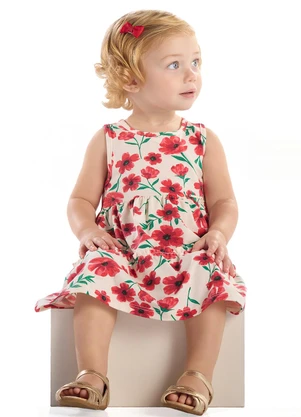 Vestido para Bebê em Cotton Flor Quimby Branco - QUIMBY