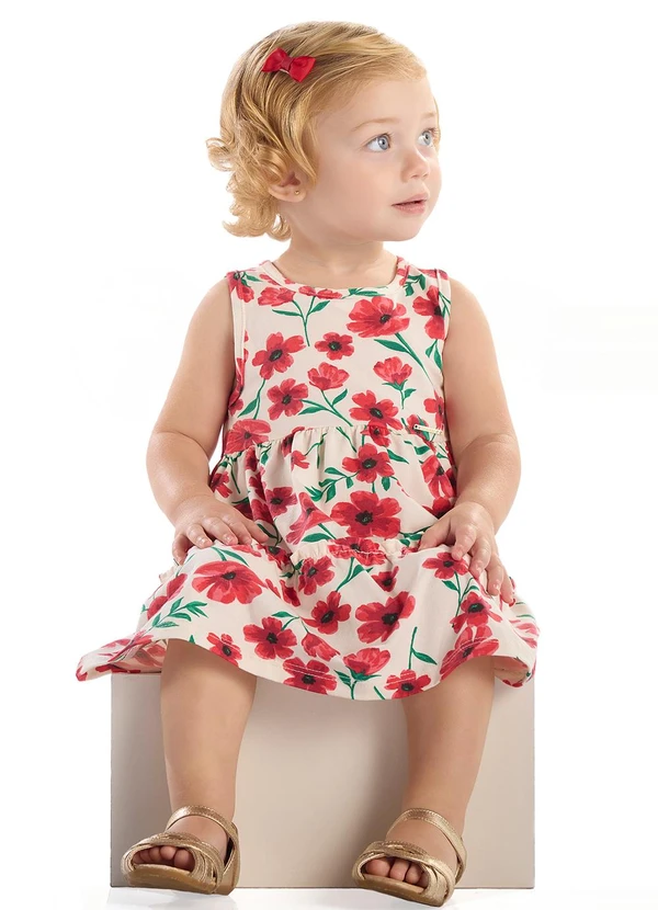 Quimby - Vestido para Bebê em Cotton Flor Branco 1
