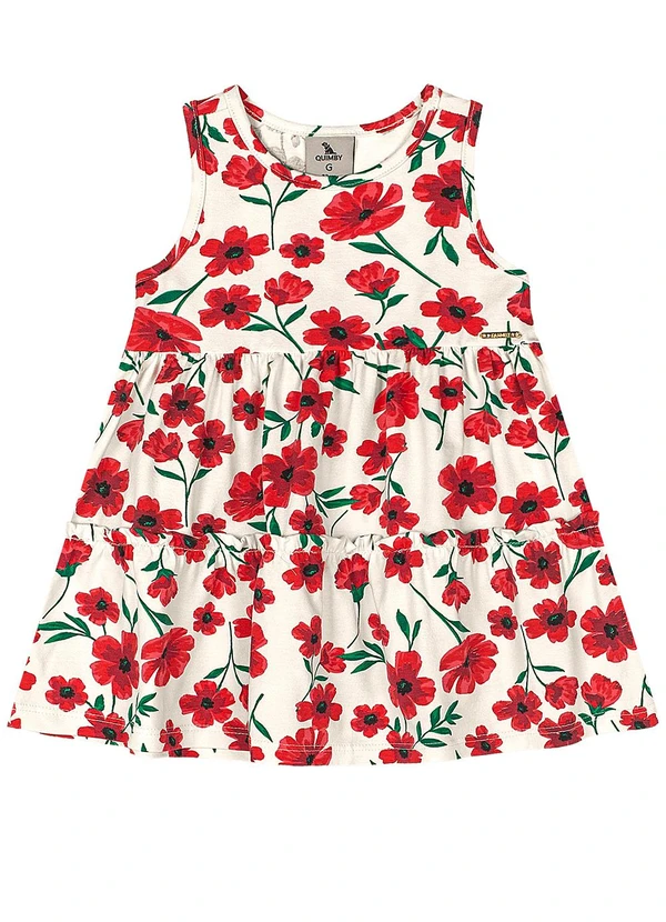Quimby - Vestido para Bebê em Cotton Flor Branco 2