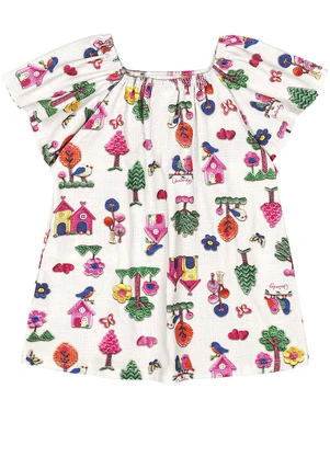 Quimby - Vestido para Bebê em Cotton Branco - QUIMBY